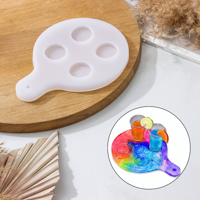 Молд для эпоксидной смолы «Шоты. Круг», силикон, 19.5×14.5×1.2 см, цвет прозрачный - Фото 1