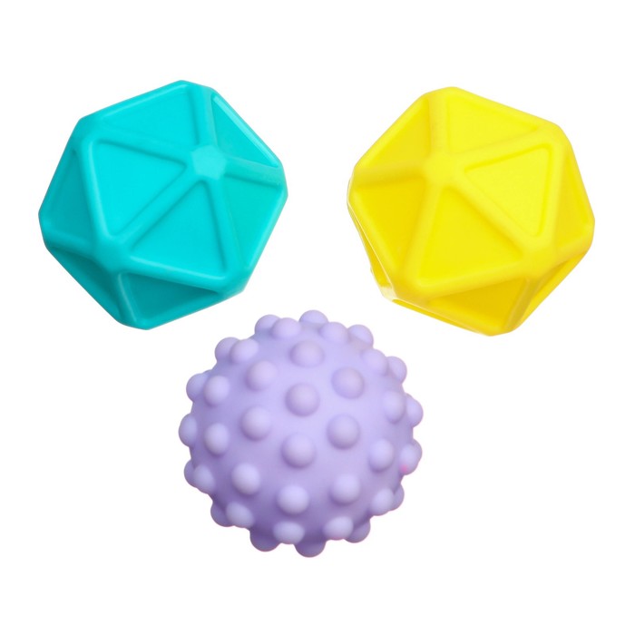 Набор игрушек для игры в ванне «Тактильные мячики и погремушка», 4 шт 52636