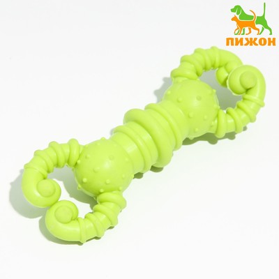 Игрушка для собак резиновая "Гантель-крабы", TPR, 11.5 х 2 см, жёлтая