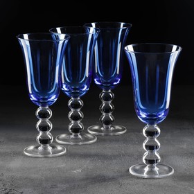Набор бокалов стеклянных «Карнавал», 400 мл, 9,7×22,3 см, 4 шт, цвет синий