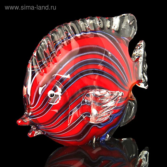 Сувенир стекло "Плоская рыбка бордово-синяя" 13х23х8 см - Фото 1