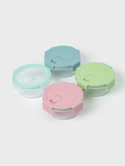 Контейнер для хранения продуктов Доляна Cook and Freeze, 370 мл, 13.5×6 см, с крышкой, жаропрочное стекло, МИКС