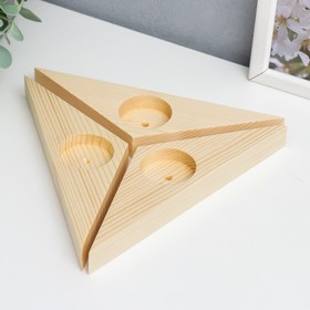 Набор подсвечников 3 шт. «Треугольники», дерево без покрытия, 20×5.5×2 см