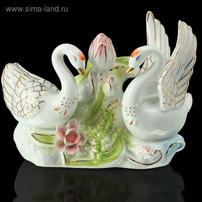 Сувенир керамика "Лебеди в заводи" цветные 13х17х7 см - Фото 1