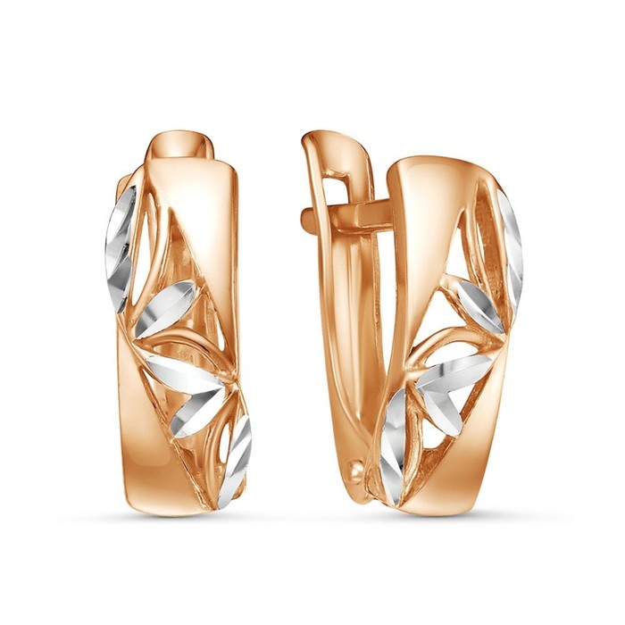 Серьги «Лепестки», розовое золочение - Фото 1