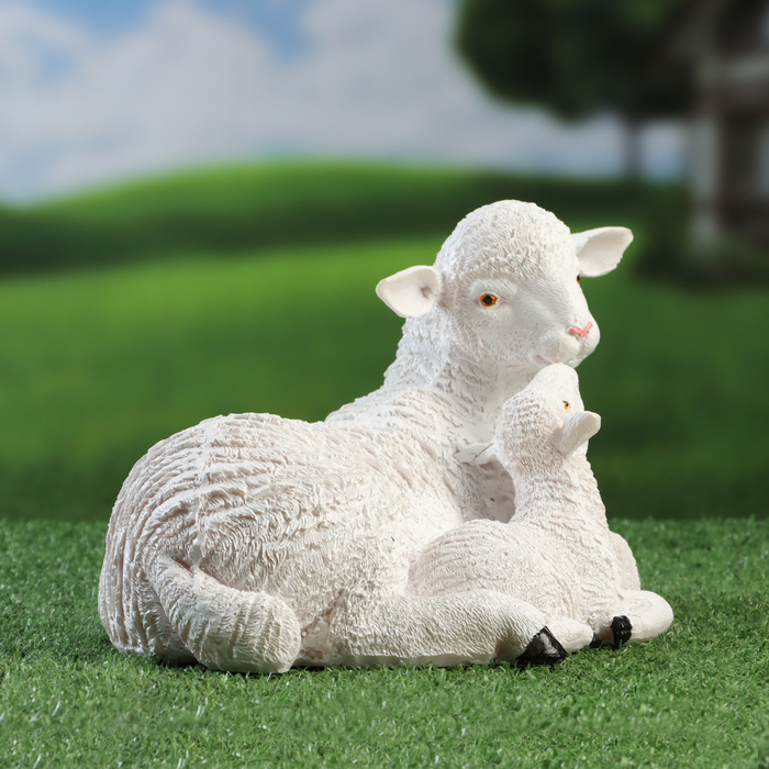 Садовая фигура "Овца с овечкой" 24х17х16см - фото 1926342844