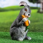 Садовая фигура "Заяц с морковкой" серый, 26х16х12см - фото 9579283