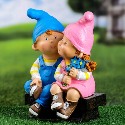 Садовая фигура из гипса «Девочка с мальчиком на скамейке», 26×13×19 см