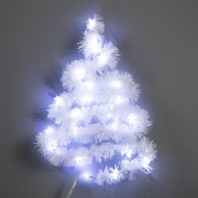 Гирлянда «Мишура» 1 м роса, IP20, белая нить, 22 LED, 8 слоёв, d=3 см, свечение белое, CR2032х2 6031446