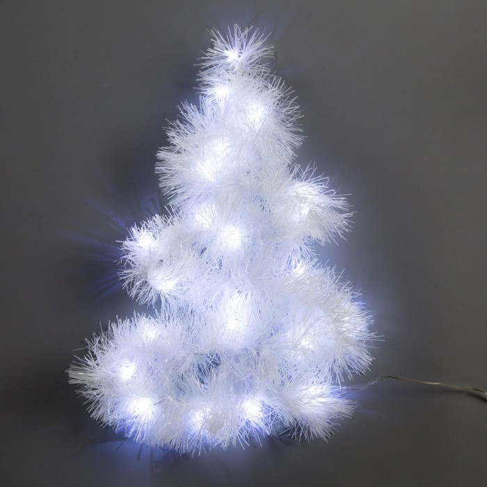 Гирлянда «Мишура» 1 м роса, IP20, белая нить, 22 LED, 6 слоёв, d=7 см, свечение белое, CR2032х2 - Фото 1