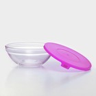 Салатники Доляна «Классика», набор 5 шт.: 130/200/350/500/900 мл, с крышками, стекло, розовый - Фото 4