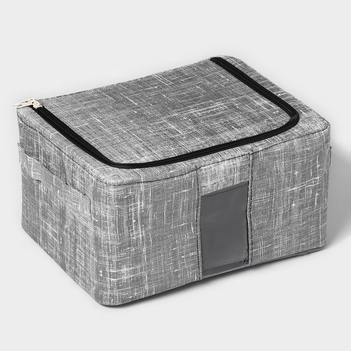 Кофр для хранения вещей Доляна «Ронда», 30,5×24×16,5 см, цвет серый - Фото 1