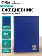 Ежедневник недатированный А5, 160 листов, обложка бумвинил, синий - Фото 1