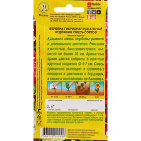 Семена Цветов Вербена "Идеальный художник", смесь сортов, ц/п, 0,1 г (комплект 2 шт)