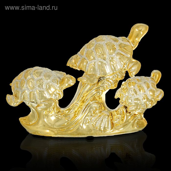 Сувенир керамика под золото "Три черепашки" 13х19х7 см - Фото 1