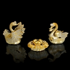 Сувенир керамика под золото (набор 3 предмета) "Лебединое гнёздышко" 13х14х10 см - Фото 1