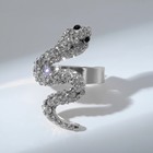 Кольцо «Змея» изогнутая, цвет чёрно-белый в серебре, безразмерное - фото 9777696