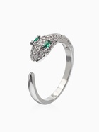 Кольцо «Змейка» маленькая, бело-зелёное в серебре, безразмерное - Фото 1