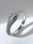Кольцо «Змейка» маленькая, бело-зелёное в серебре, безразмерное - Фото 5