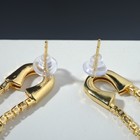 Серьги со стразами «Булавка» на цепочке, цвет белый в золоте - Фото 2