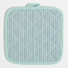 Кухонный набор Доляна «Полосы», прихватка 20х20см, варежка 12х15см, зелёный, 50%п/э, 50% хлопок - фото 41563856