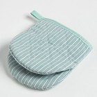 Кухонный набор Доляна «Полосы», прихватка 20х20см, варежка 12х15см, зелёный, 50%п/э, 50% хлопок - фото 41563857