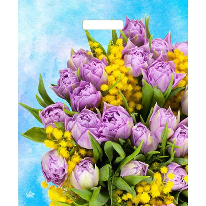 Пакет "Сиреневые тюльпаны", полиэтиленовый, с вырубной ручкой, 38 х 45 см, 60 мкм - Фото 1