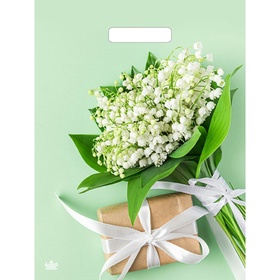 Пакет «Весенние ландыши», полиэтиленовый с вырубной ручкой, 40?31 см, 60 мкм (комплект 50 шт)