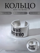 Кольцо с надписью «Мне можно», цвет серебро, безразмерное  (артикул 7654995)  большой выбор товаров оптом и в розницу по низким ценам с доставкой