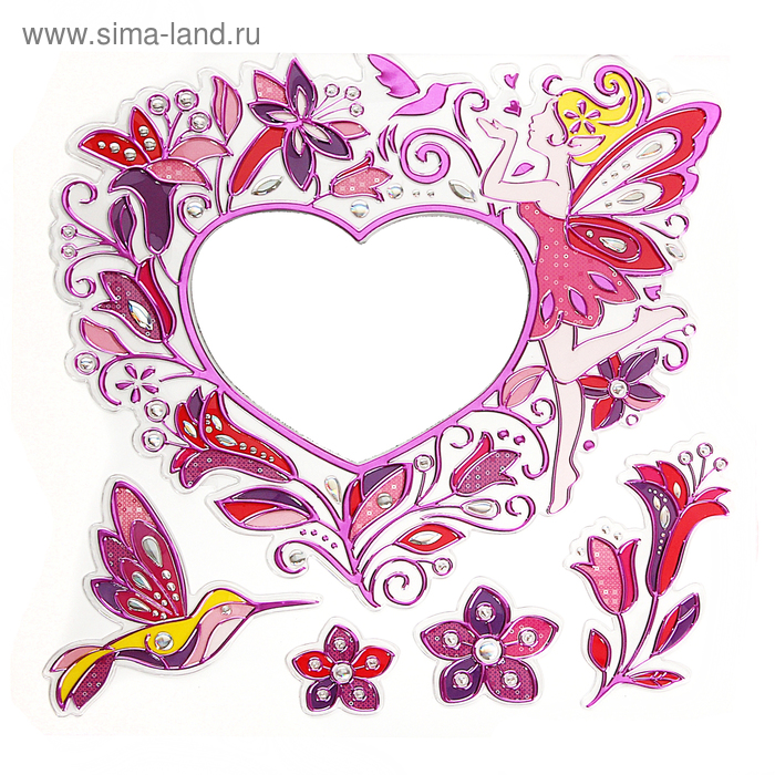 Наклейка зеркальная "Феечка и сердце" 39,5х30,5 см - Фото 1