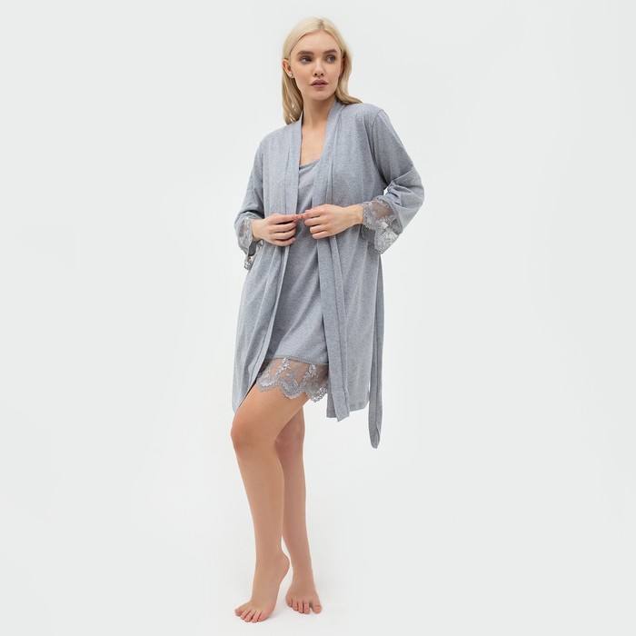 Набор женский (халат, сорочка) KAFTAN, р. 48-50, серый - Фото 1