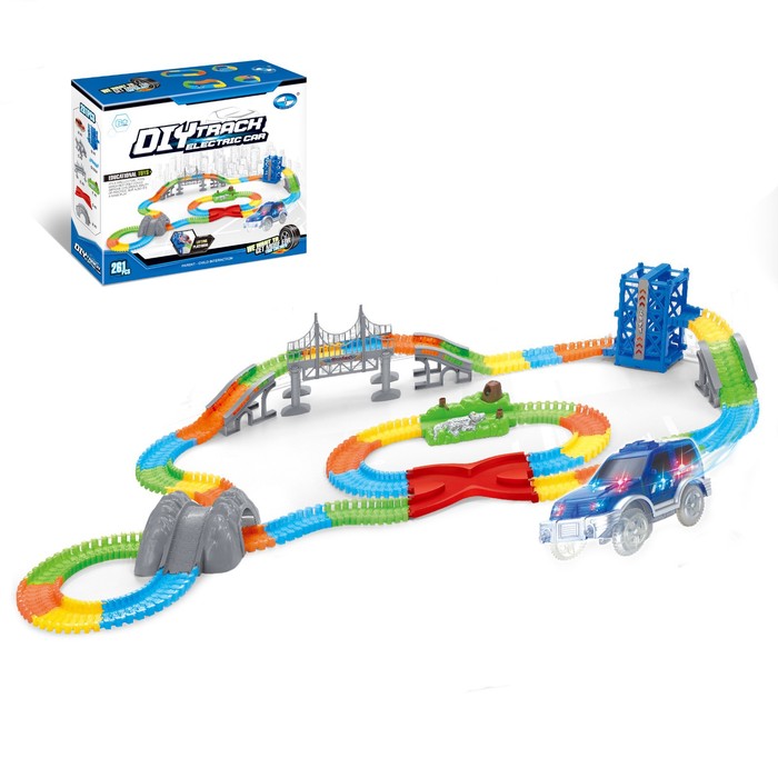 УЦЕНКА Автотрек «Магический Трек», гибкий, светится в темноте, 261 деталь, лифт - Фото 1