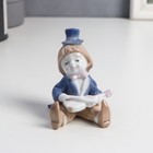 Сувенир керамика "Маленький клоун в цилиндре со скрипкой" цветной 8,2х5,7х6,4 см - фото 9546676