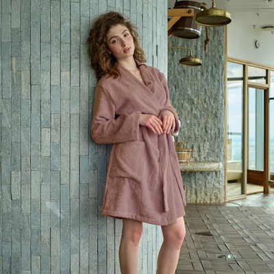 Халат махровый Экономь и Я женский, размер 42-44 цвет мокко, 100% хлопок, 320 г/м2