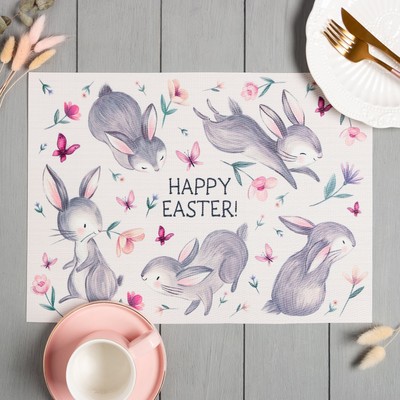 Салфетка на стол Доляна «Пасха» (серые зайчики) ПВХ 40×29 см