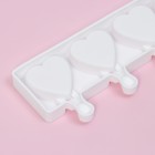 Форма для мороженого Доляна «Сердца. Макси», силикон, 49×6,5×2 см, 8 ячеек, палочки 50 шт, цвет белый - фото 4343396