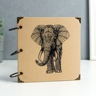 Фотоальбом на кольцах 30 листов "Графичный слон" чёрные листы 18,5х18,5 см - фото 318761766