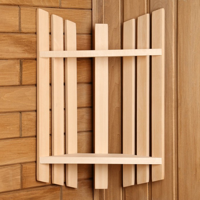 Полка угловая для бани и сауны, 25×16×49 см, деревянная, 2 яруса, «Добропаровъ» - Фото 1