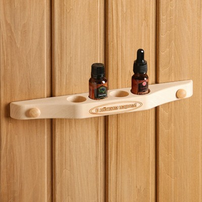 Полочка для бани и сауны «С Лёгким паром!», 31×2.5×4 см, под масло, 4 отверстия, «Добропаровъ»