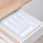 Лоток для столовых приборов раздвижной Plast-Avenue, 5 секций, 36×30.5×5 см, пластик, белый - Фото 3