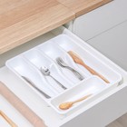 Лоток для столовых приборов раздвижной Plast-Avenue, 5 секций, 36×30.5×5 см, пластик, белый - Фото 2