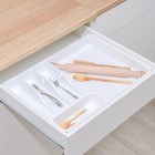 Лоток для столовых приборов раздвижной Plast-Avenue, 5 секций, 36×30.5×5 см, пластик, белый - Фото 1