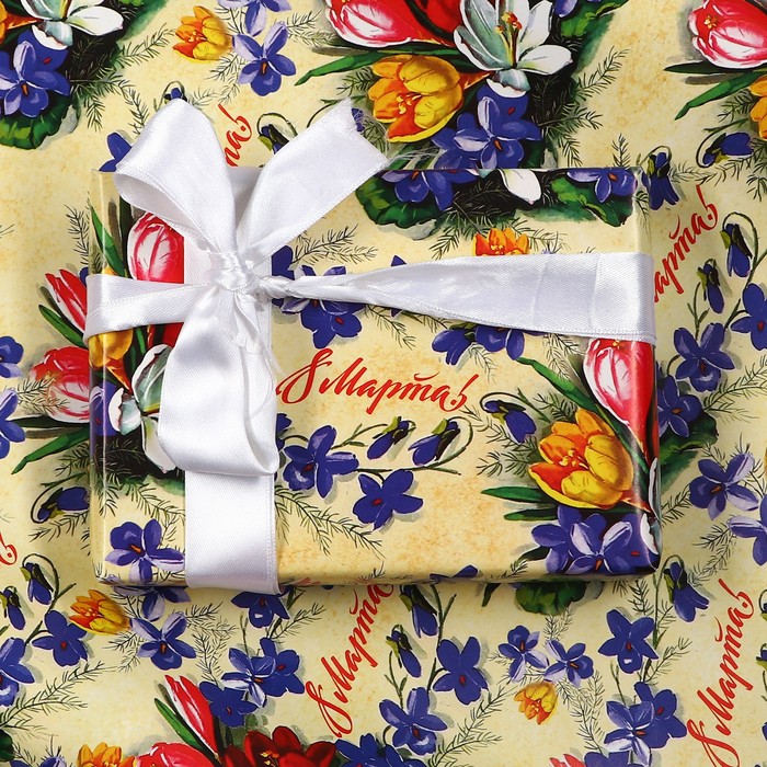 Бумага упаковочная глянцевая "Тюльпаны", 70 × 100 см,1 шт. - фото 1891204712