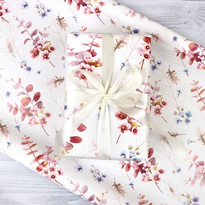 Бумага упаковочная «Акварельные цветы», глянец, 70×100 см, 1 лист - Фото 1