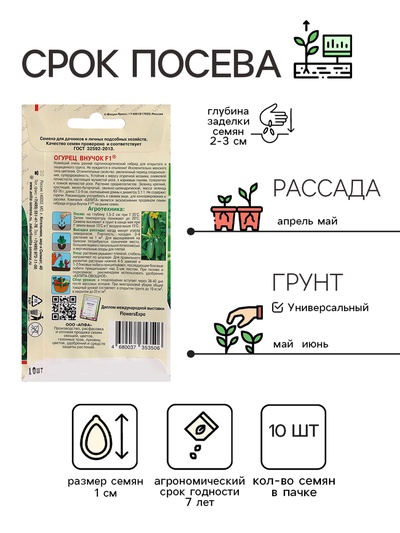 Семена огурца "Внучок", F1, 10 шт.