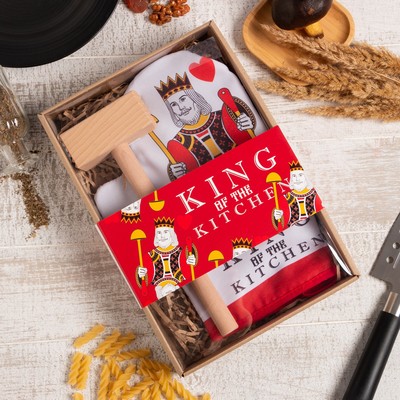 Кухонный набор King: варежка-прихватка 20×28 см, молоток деревянный