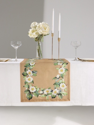 Дорожка на стол Этель Camellia 40×146 см, 100% хлопок, саржа 190 г/м², бежевая