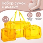 Набор сумок в роддом, 3 шт., цветной ПВХ, цвет желтый - фото 4651305