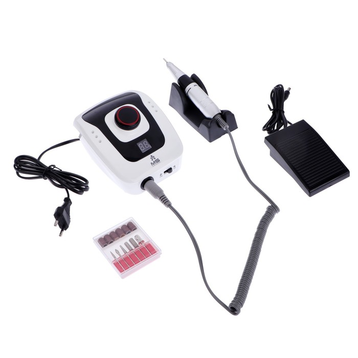 Аппарат для маникюра LuazON LMH-06, 6 насадок, до 35000 об/мин, черно-белый - Фото 1