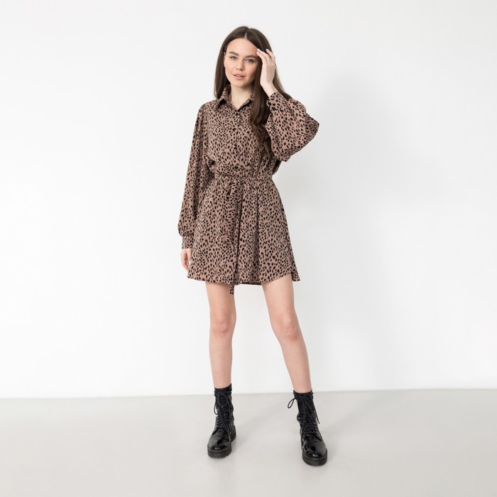 Платье мини женское на пуговицах MIST, размер 50, бежевое